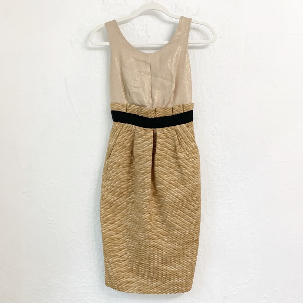 Dolce & Gabbana Gold Foil Tweed Sheath Dress IT Sz 38 = US 2